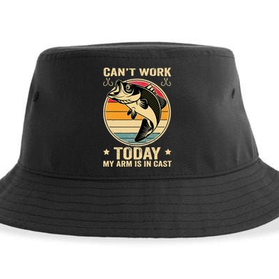 Fisherman, I can't work today my arm is in a cast, Funny Sustainable Bucket Hat