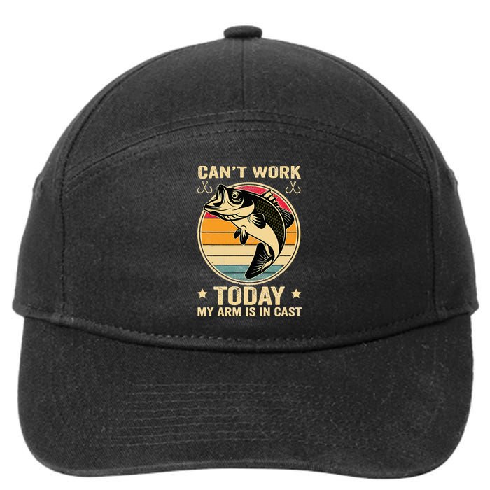 Fisherman, I can't work today my arm is in a cast, Funny 7-Panel Snapback Hat
