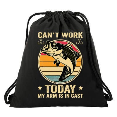 Fisherman, I can't work today my arm is in a cast, Funny Drawstring Bag