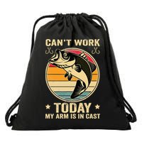Fisherman, I can't work today my arm is in a cast, Funny Drawstring Bag
