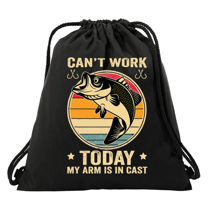 Fisherman, I can't work today my arm is in a cast, Funny Drawstring Bag