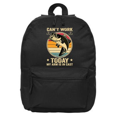 Fisherman, I can't work today my arm is in a cast, Funny 16 in Basic Backpack