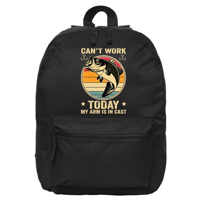 Fisherman, I can't work today my arm is in a cast, Funny 16 in Basic Backpack