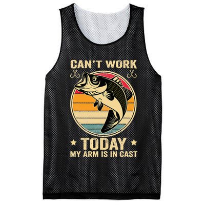Fisherman, I can't work today my arm is in a cast, Funny Mesh Reversible Basketball Jersey Tank