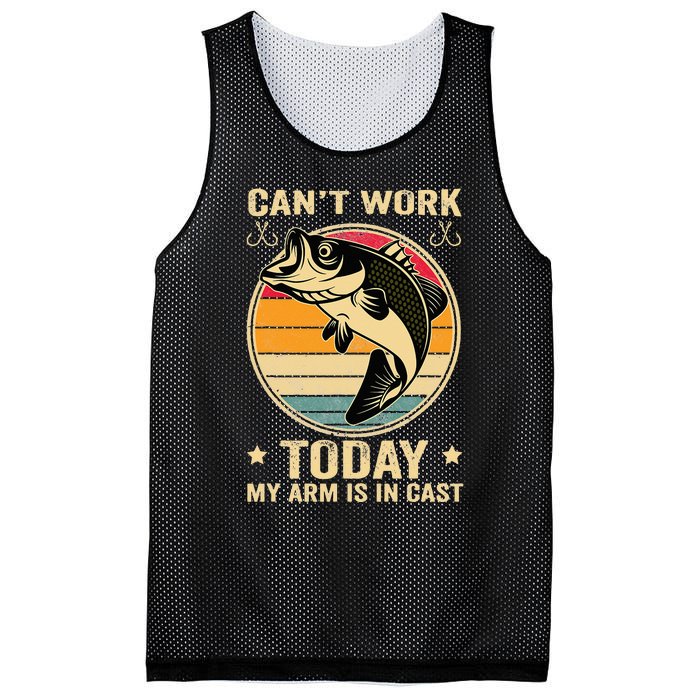 Fisherman, I can't work today my arm is in a cast, Funny Mesh Reversible Basketball Jersey Tank