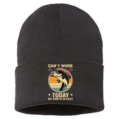 Fisherman, I can't work today my arm is in a cast, Funny Sustainable Knit Beanie