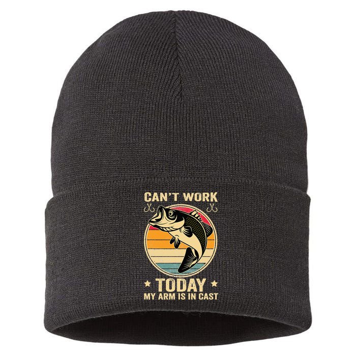 Fisherman, I can't work today my arm is in a cast, Funny Sustainable Knit Beanie