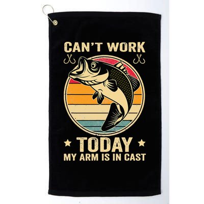 Fisherman, I can't work today my arm is in a cast, Funny Golf Towel