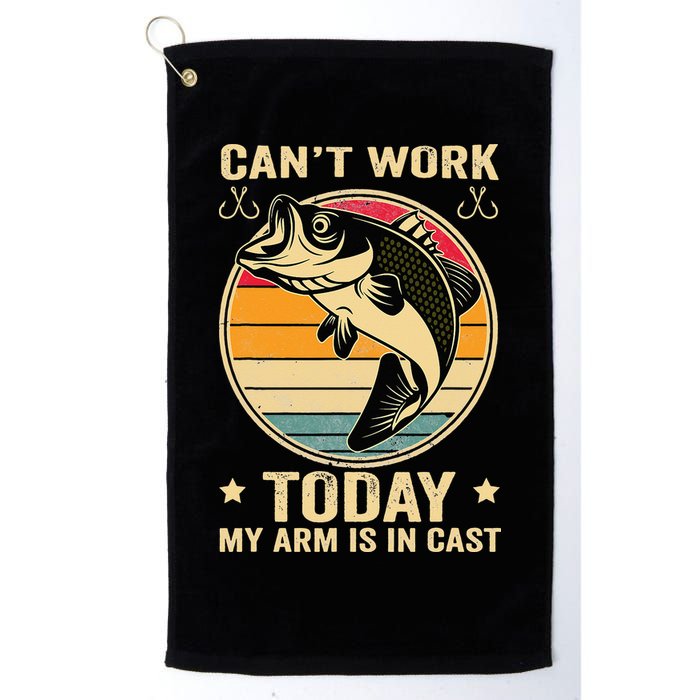 Fisherman, I can't work today my arm is in a cast, Funny Golf Towel