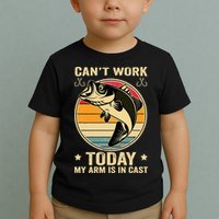 Fisherman, I can't work today my arm is in a cast, Funny Toddler T-Shirt