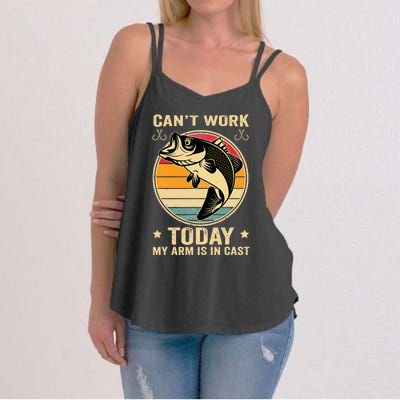 Fisherman, I can't work today my arm is in a cast, Funny Women's Strappy Tank