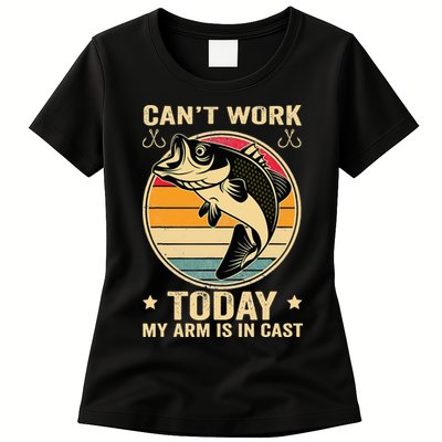 Fisherman, I can't work today my arm is in a cast, Funny Womens T-Shirt