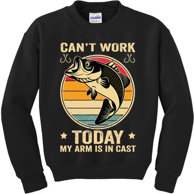 Fisherman, I can't work today my arm is in a cast, Funny Kids Sweatshirt