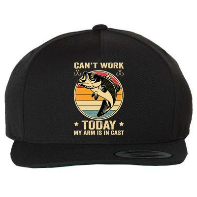 Fisherman, I can't work today my arm is in a cast, Funny Wool Snapback Cap