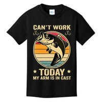 Fisherman, I can't work today my arm is in a cast, Funny Kids T-Shirt