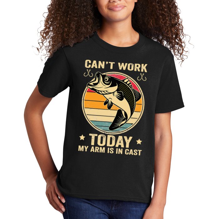 Fisherman, I can't work today my arm is in a cast, Funny Kids T-Shirt