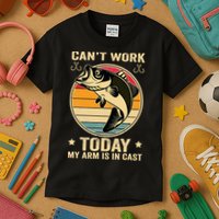 Fisherman, I can't work today my arm is in a cast, Funny Kids T-Shirt