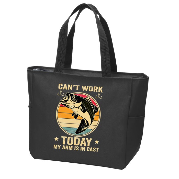 Fisherman, I can't work today my arm is in a cast, Funny Zip Tote Bag
