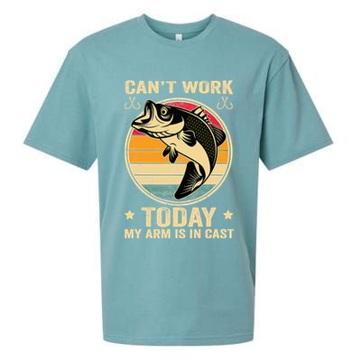 Fisherman, I can't work today my arm is in a cast, Funny Sueded Cloud Jersey T-Shirt