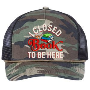 Funny I Closed My Book To Be Here Reading Fan Retro Rope Trucker Hat Cap