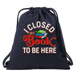 Funny I Closed My Book To Be Here Reading Fan Drawstring Bag