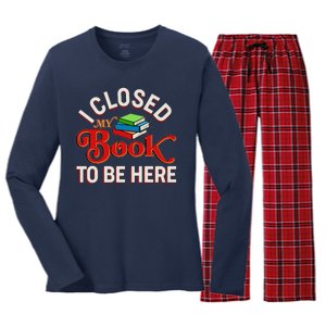 Funny I Closed My Book To Be Here Reading Fan Women's Long Sleeve Flannel Pajama Set 