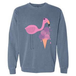 Flamingo Ice Cream Summer Vacay Party Beach Vibes Gift Garment-Dyed Sweatshirt