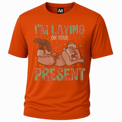 Funny Inappropriate Christmas And Im Laying Present Cooling Performance Crew T-Shirt