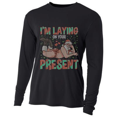 Funny Inappropriate Christmas And Im Laying Present Cooling Performance Long Sleeve Crew