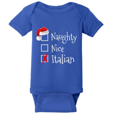 Funny Italian Christmas Gift Buon Natale Naughty Nice Baby Bodysuit