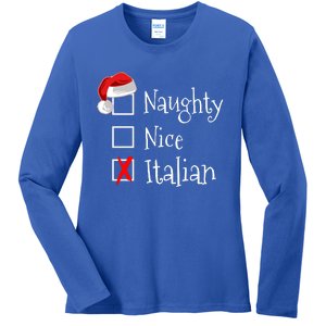 Funny Italian Christmas Gift Buon Natale Naughty Nice Ladies Long Sleeve Shirt