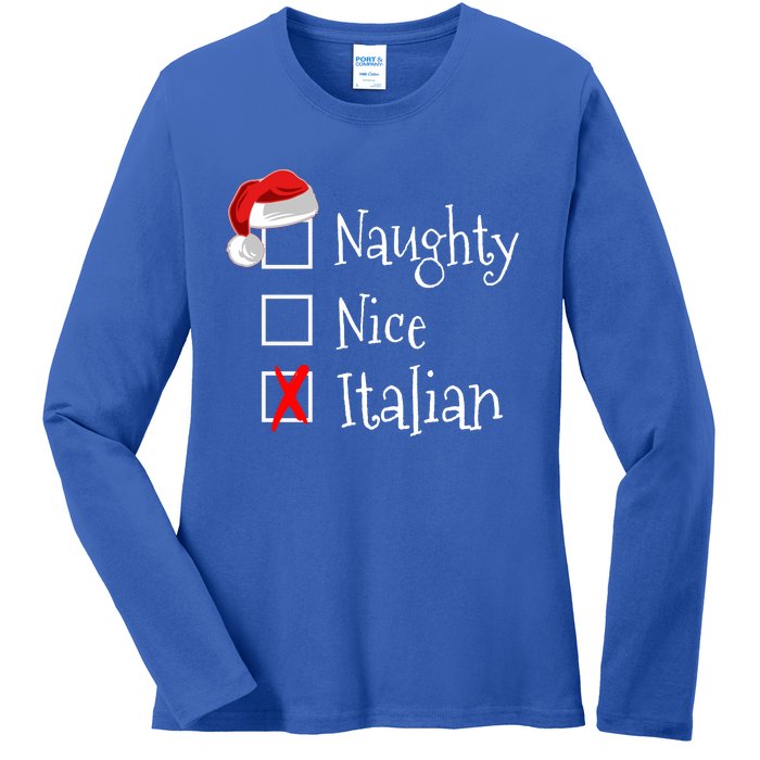 Funny Italian Christmas Gift Buon Natale Naughty Nice Ladies Long Sleeve Shirt