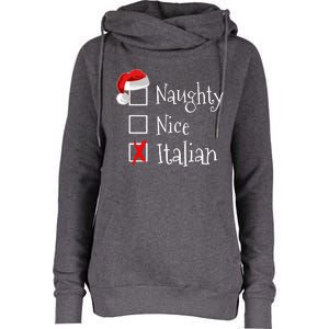 Funny Italian Christmas Gift Buon Natale Naughty Nice Womens Funnel Neck Pullover Hood