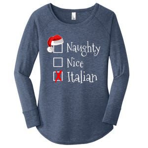 Funny Italian Christmas Gift Buon Natale Naughty Nice Women's Perfect Tri Tunic Long Sleeve Shirt