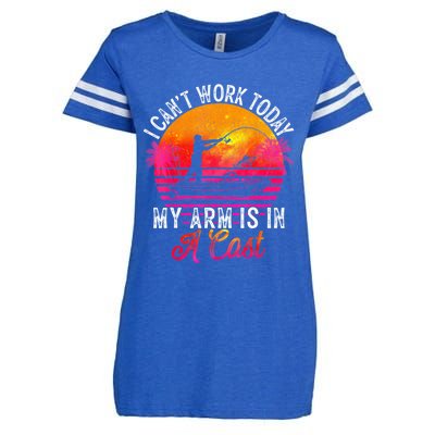 Fisherman I Can't Work Today My Arm Is In Cast Funny Fishing Enza Ladies Jersey Football T-Shirt