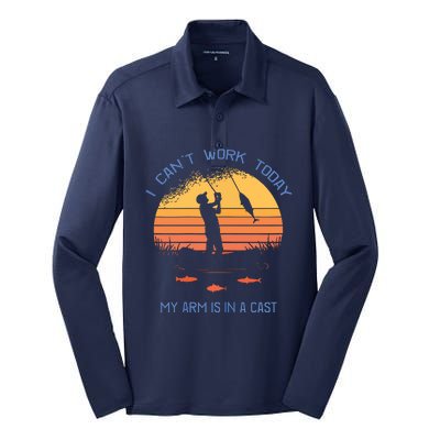 Fisherman I Can't Work Today My Arm Is In A Cast Silk Touch Performance Long Sleeve Polo