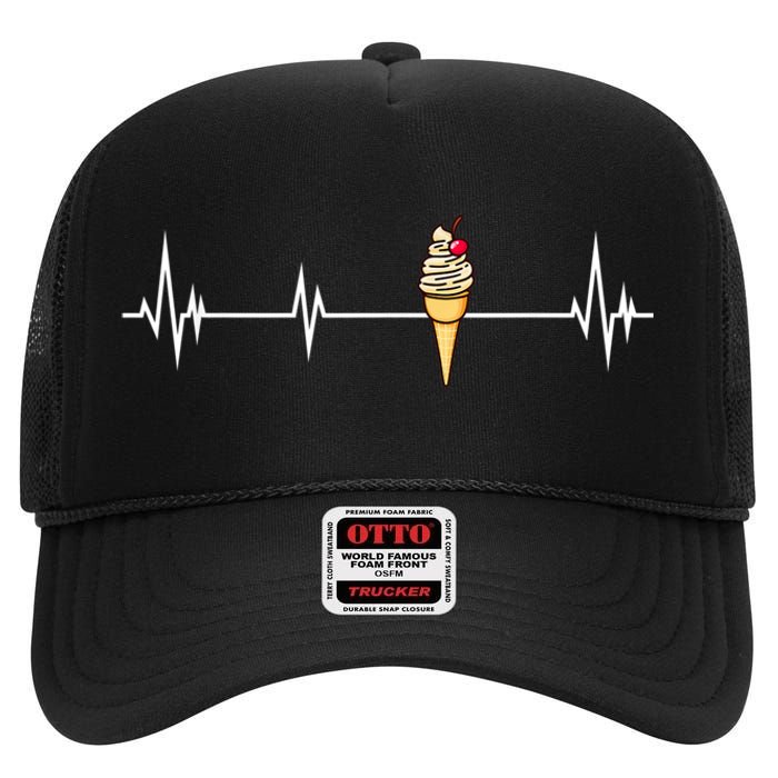 Funny Ice Cream Ice Cream Lover Gift Ice Cream High Crown Mesh Back Trucker Hat