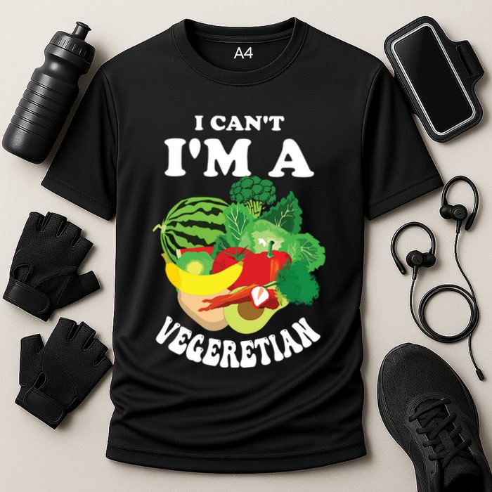 Funny I Cant Im A Vegetarian Sayings Vegetable Graphic Cooling Performance Crew T-Shirt