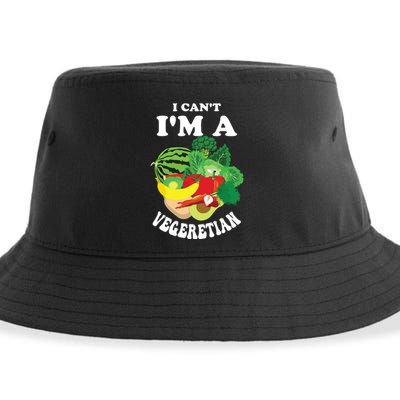 Funny I Cant Im A Vegetarian Sayings Vegetable Graphic Sustainable Bucket Hat