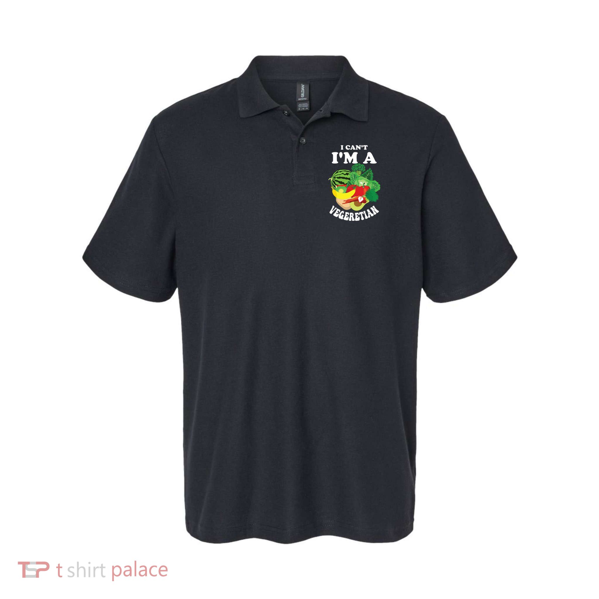 Funny I Cant Im A Vegetarian Sayings Vegetable Graphic Polo