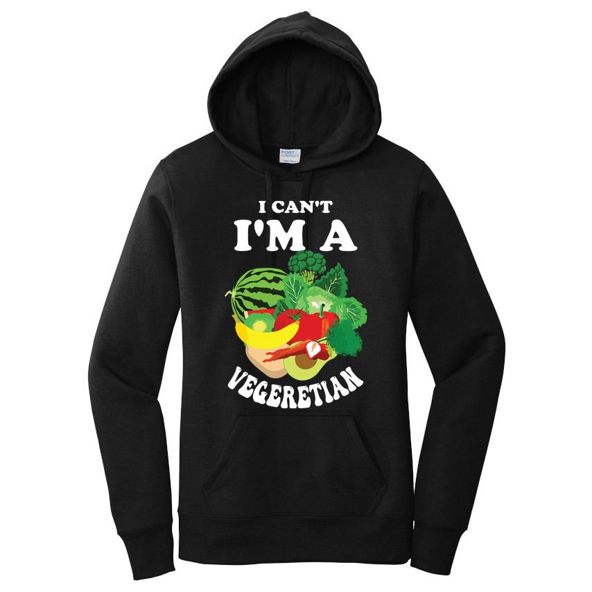 Funny I Cant Im A Vegetarian Sayings Vegetable Graphic Women's Pullover Hoodie