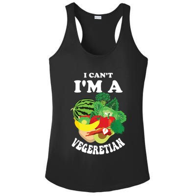 Funny I Cant Im A Vegetarian Sayings Vegetable Graphic Ladies PosiCharge Competitor Racerback Tank