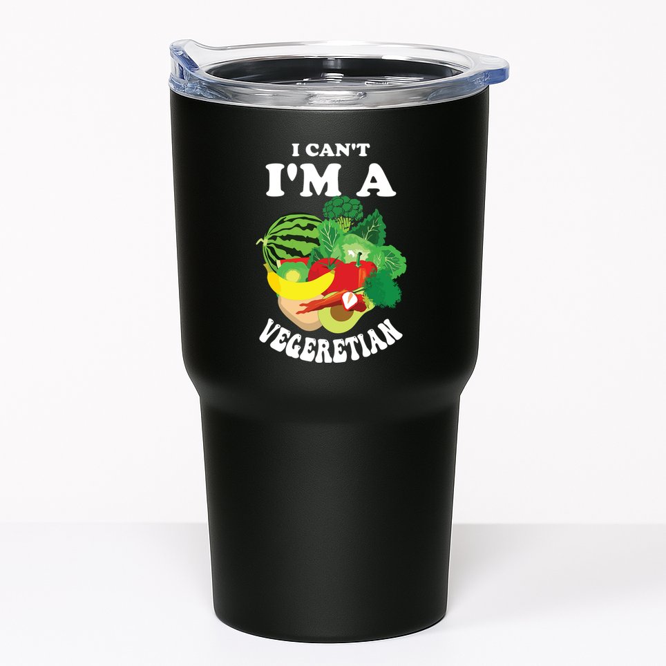 Funny I Cant Im A Vegetarian Sayings Vegetable Graphic Tumbler