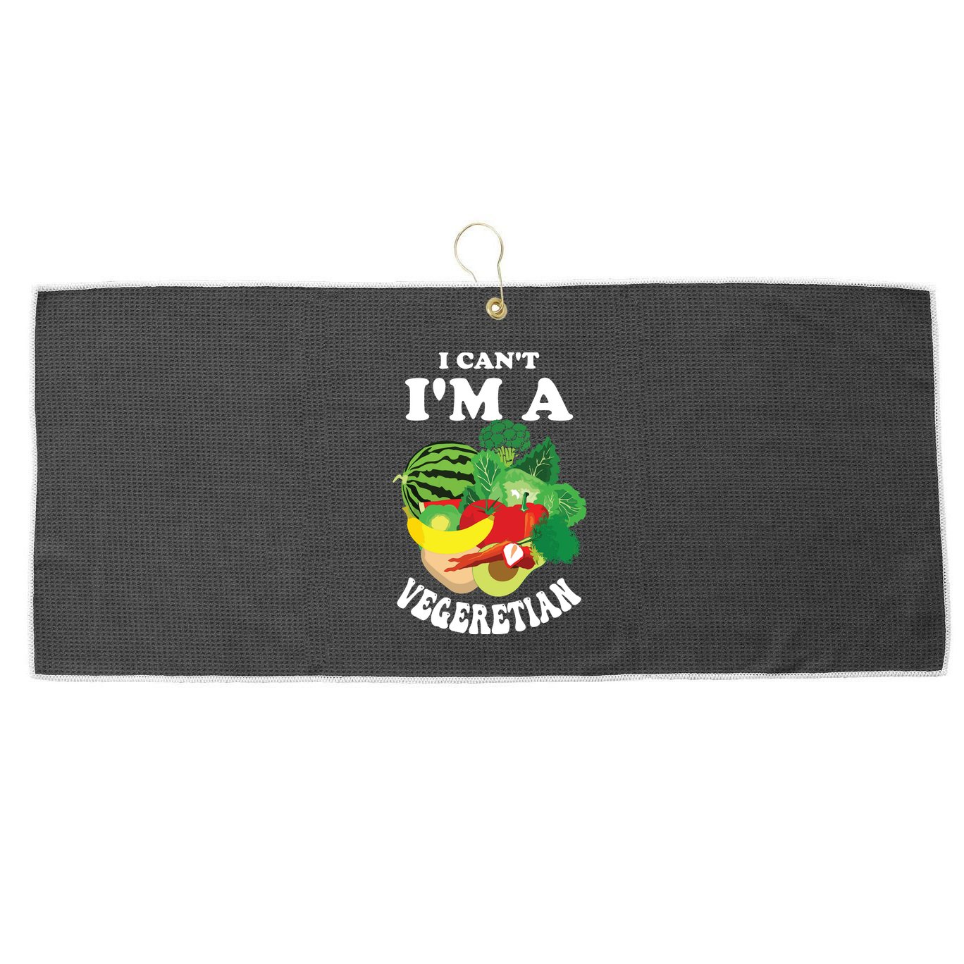 Funny I Cant Im A Vegetarian Sayings Vegetable Graphic Large Microfiber Waffle Golf Towel