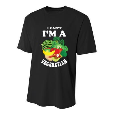 Funny I Cant Im A Vegetarian Sayings Vegetable Graphic Youth Performance Sprint T-Shirt