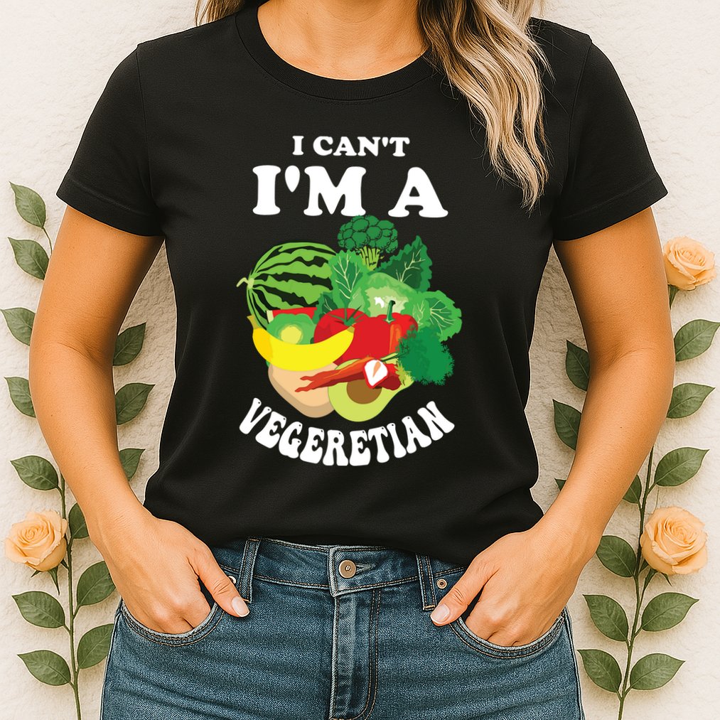 Funny I Cant Im A Vegetarian Sayings Vegetable Graphic Womens T-Shirt