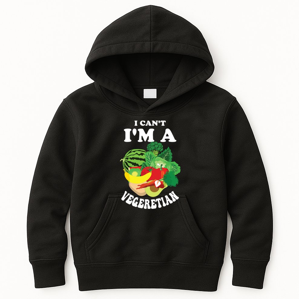 Funny I Cant Im A Vegetarian Sayings Vegetable Graphic Kids Hoodie