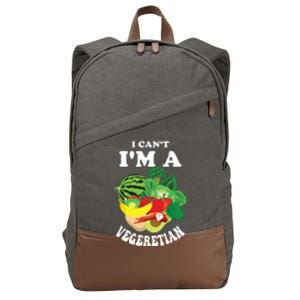 Funny I Cant Im A Vegetarian Sayings Vegetable Graphic Cotton Canvas Backpack