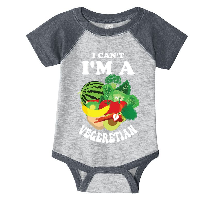 Funny I Cant Im A Vegetarian Sayings Vegetable Graphic Infant Baby Jersey Bodysuit