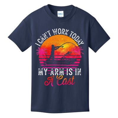 Fisherman I Can't Work Today My Arm Is In Cast Funny Fishing Kids T-Shirt